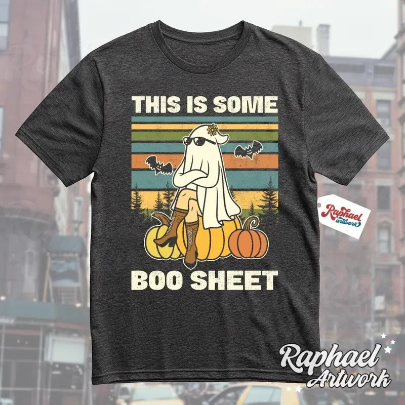 Vintage Halloween Tshirt, This Is Some Boo Sheet Shirt, Unisex 90s Graphic Tee, Fall Clothing Gift, Trick or Treat Outfit, Spooky Season Cotton Menswear Top