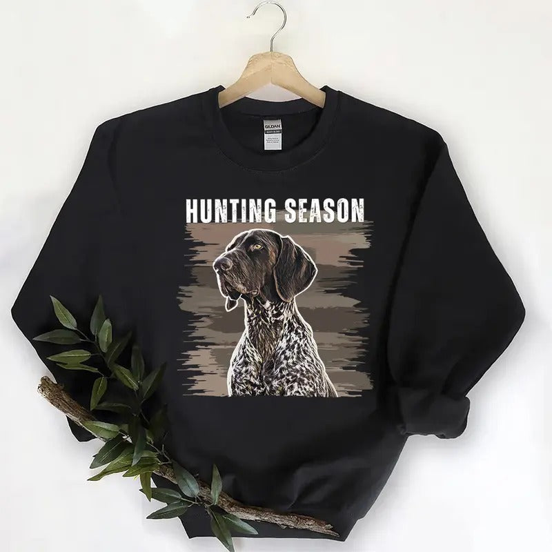 Vintage Hunting Season Dog Sweatshirt T-shirt, Hello Hunting Season, Dog, Duck, Deer, Turkey Chicken , Unisex Nature Animal Lover Cotton Menswear Day