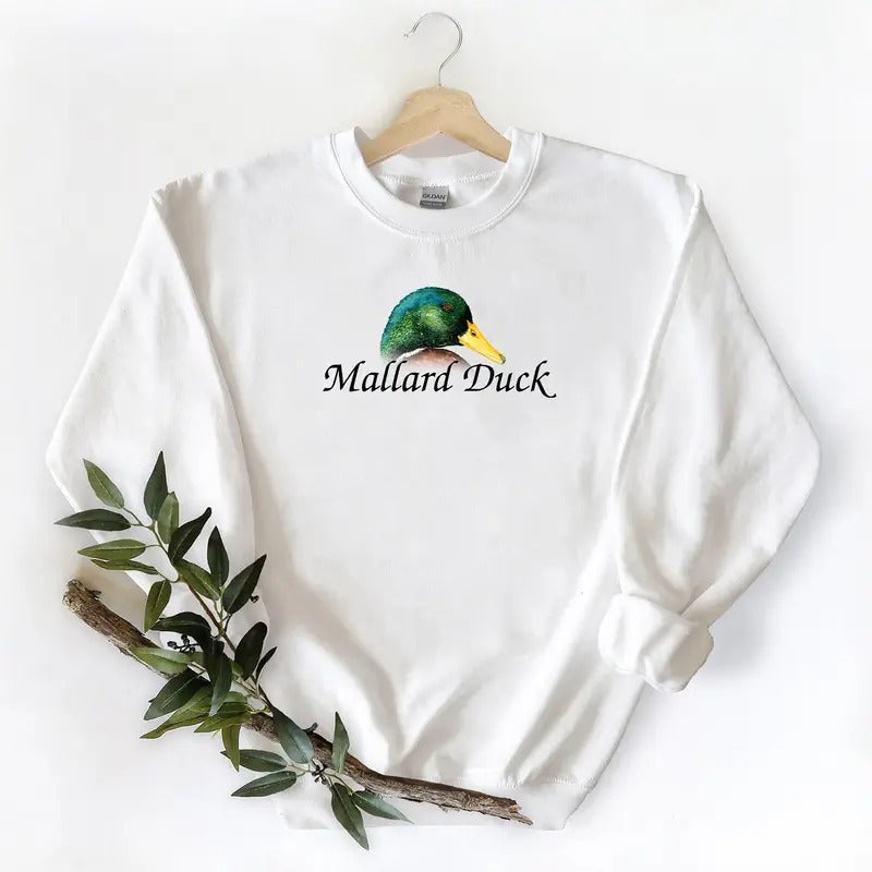 Vintage Mallard Duck Sweatshirt Pullover Hunting Season Graphic T-shirt Mallard Duck husband wife Gift For Unisex Hoodie Cotton Fabric