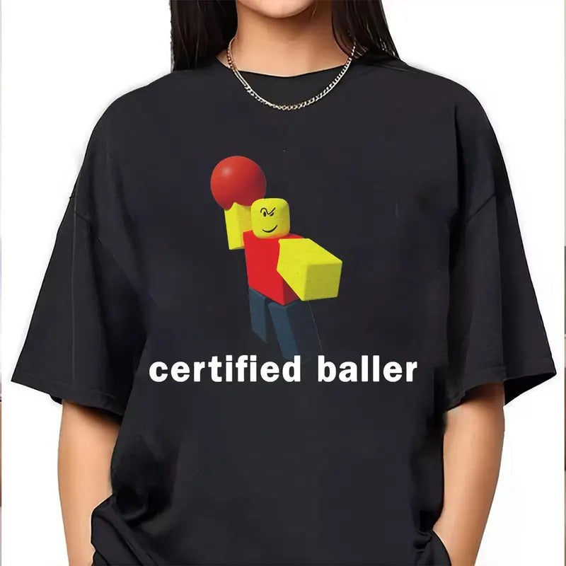Vintage Robloxian Certified Baller Black Portrait Shirt Womenswear Top