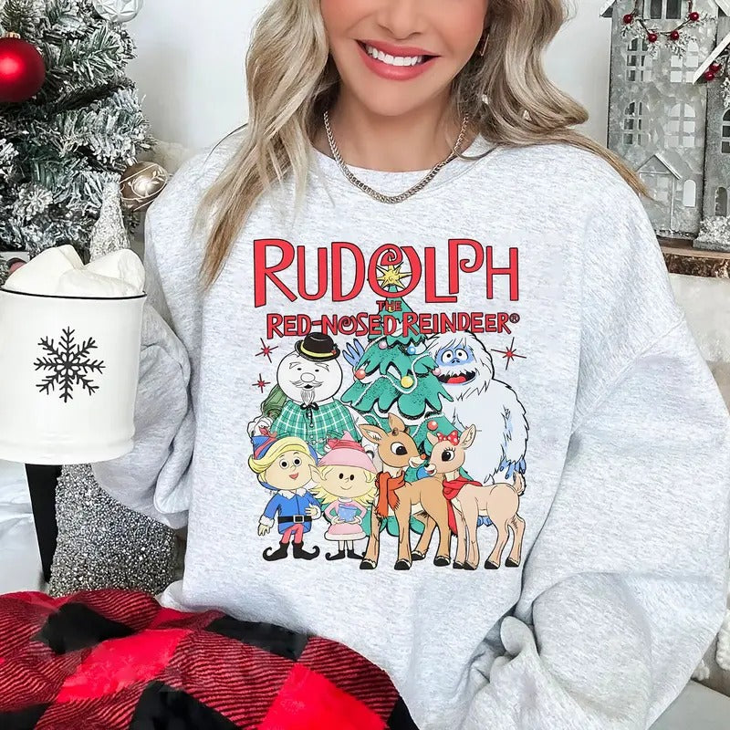 Vintage Rudolph Red Nosed Reindeer Crewneck, Cute Christmas Shirt, Retro Christmas Sweatshirt, Vintage Rudolph Christmas Shirt, Family Christmas Tee, 90s Christmas Crewneck, Cute Santa Shirt, Cozy Winter Sweater