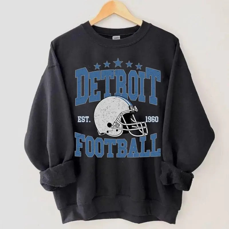 Vintage Style Detroit Football Sweatshirt, Game Day Football Sweatshirt, Detroit Football, Sunday Football, Detroit Football Sweatshirt
