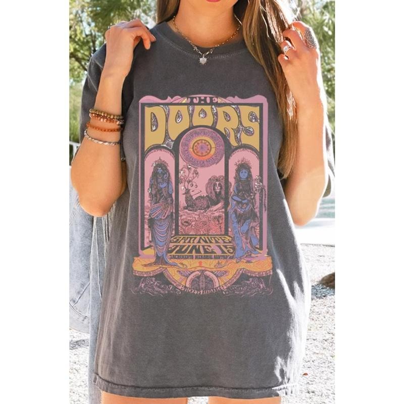 Vintage The Doors 60s Concert Tee, Retro Rock Band Shirt, Classic Music Fan T-Shirt, Jim Morrison Graphic Tee A4VQY