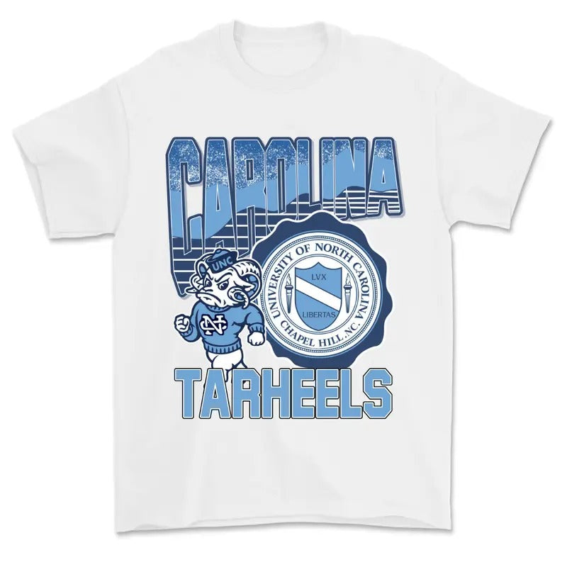 Vintage UNC Tar Heels Mascot Logo T-Shirt, NCAA UNC Tar Heels Shirt, University of North Carolina