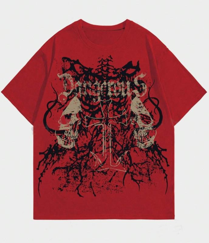 Vintage Y2K Affliction Grunge Punk Rock Men Gothic Tshirt, Style Skull And Cross Printed T-shirt For Men Women, Top Menswear Streetwear Crewneck Shortsleeves