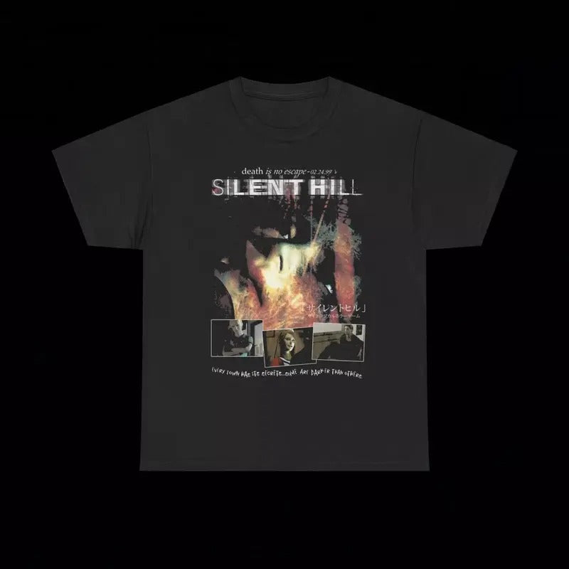 Vintage Y2K Silent Hill Death Is No Escape T Shirt grunge y2k emo goth affliction tapout - Graphic Shirt - Vintage