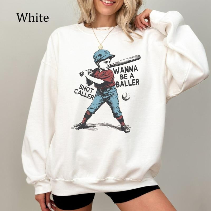 Wanna Be A Baller Shot Caller Sweatshirt, Hustle Hard Shirt, Boss Life Apparel, Motivational Entrepreneur Gift, Cozy Fleece Sweatshirt, Everyday Casual Comfort