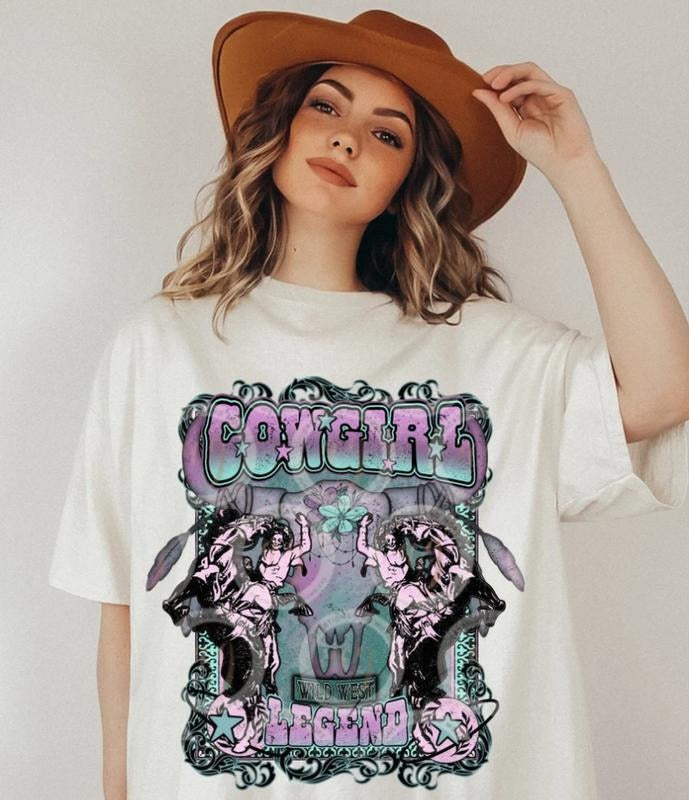 Western Wild West Retro Legend T Shirt, Vintage Rodeo Graphic Tee, Cowboy Country Shirt for Men and Women