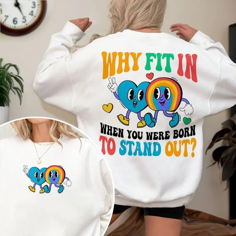 Why Fit In When You Were Born To Stand Out Autism Awareness Shirt Autistic Autism Mom Tee Autism Support Cotton Sleeve Womenswear Hoodie
