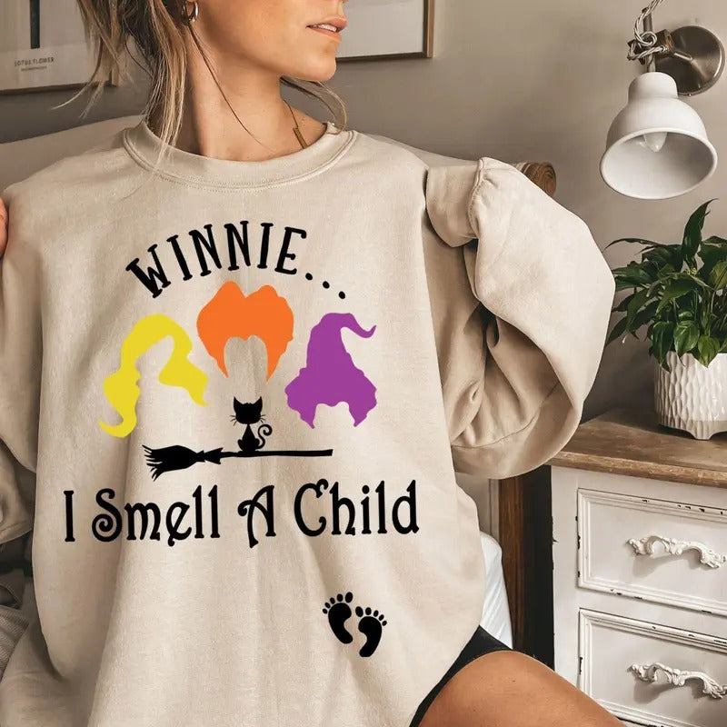Winnie I Smell A Child Sweatshirt, Halloween Pregnancy Sweatshirt, Sanderson Sisters, Pregnancy Reveal, Hocus Pocus Gift, Funny Pregnancy