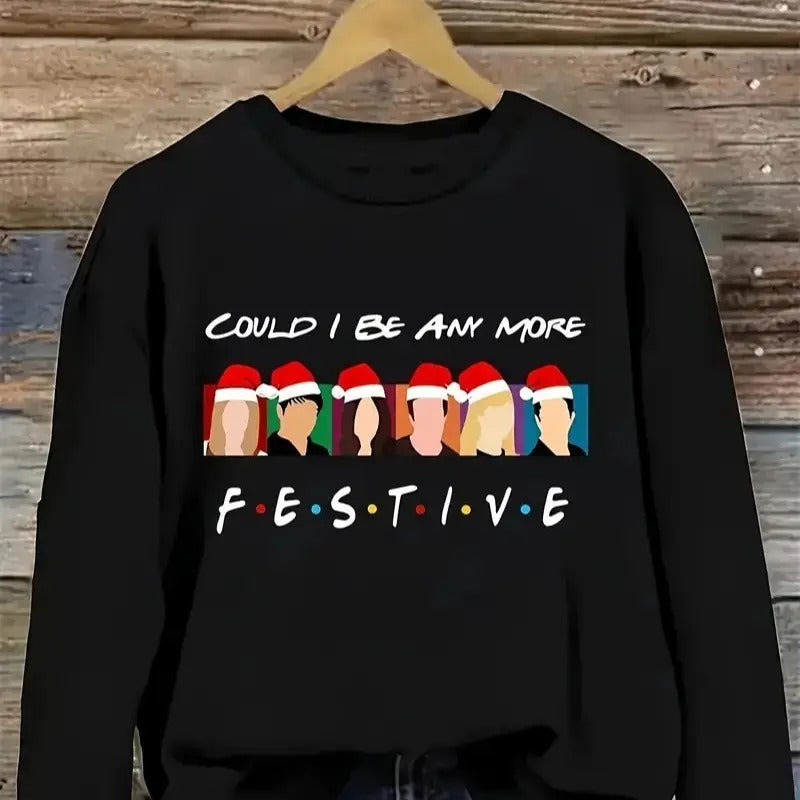 Women'S Festive Christmas Cartoon Print Sweatshirt - Cozy Cotton, Crew Neck, Stretch Fabric, Non-Transparent - Perfect For Fall & Winter Sweaters For Women Cardigan Sweaters For Women