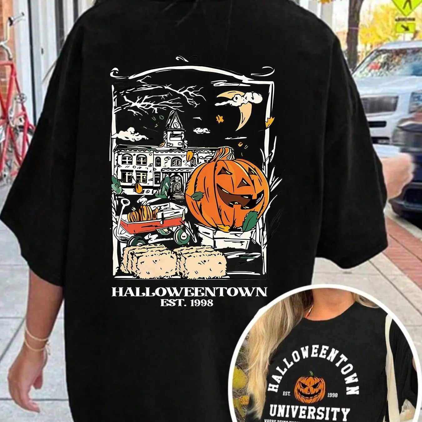 Women's Landscape Print Drop Shoulder Tee, Casual Half Sleeve Round Neck T-shirt for Summer, Women's Top for Daily Wear