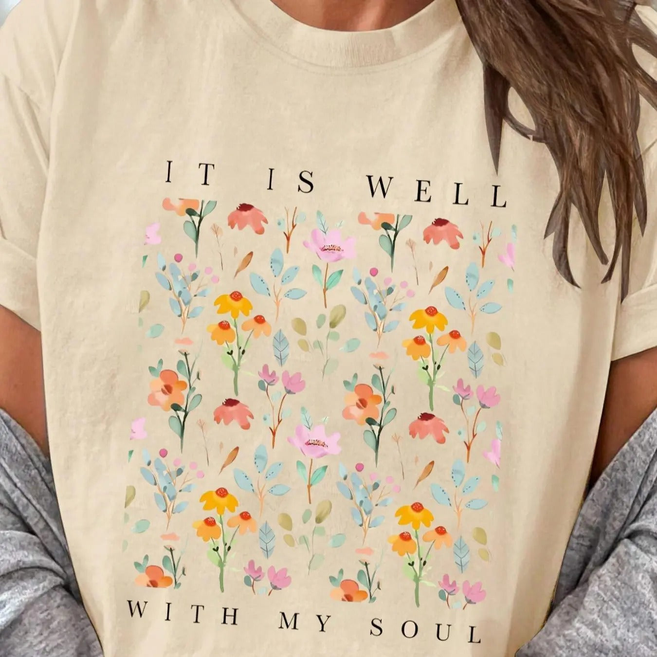 Women's Floral & Letter Print Round Neck Tee, Trendy Casual Short Sleeve T-shirt for Daily Wear, Ladies Summer Outfit