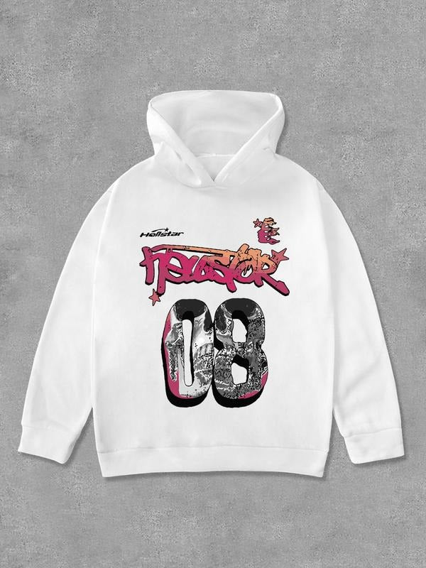 Women's Letter & Graffiti Print Hoodie, Fashion Casual Long Sleeve Hooded Sweatshirt for Daily Holiday Outdoor Wear, Women Clothing for Fall & Winter