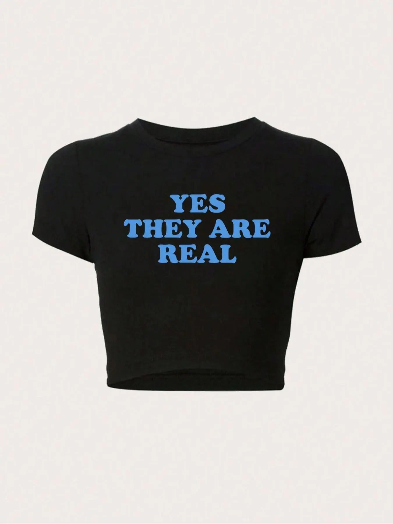 Women's Letter Print Round Neck Crop Tee, Casual Short Sleeve Crew Neck T-shirt for Daily Wear, Graphic Tees, Ladies Clothes for All Seasons