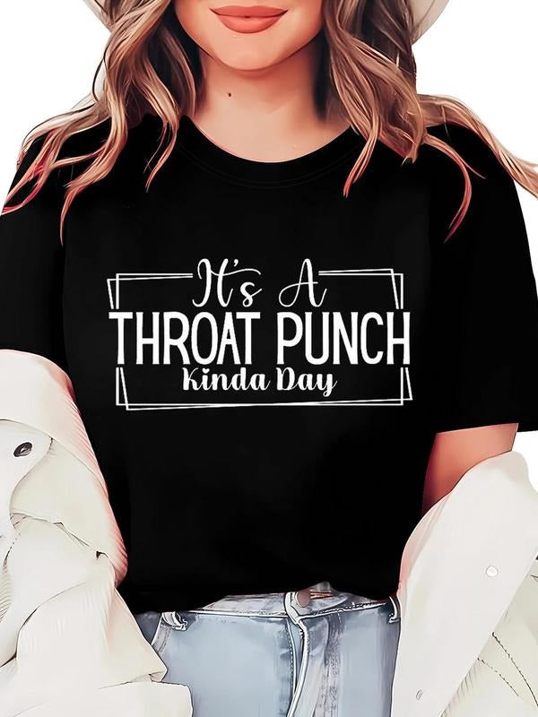 Women's Letter Print Round Neck Graphic Tee, Fashion Casual Short Sleeve T-Shirt for Daily Outdoor Wear, Ladies Clothes for All Seasons