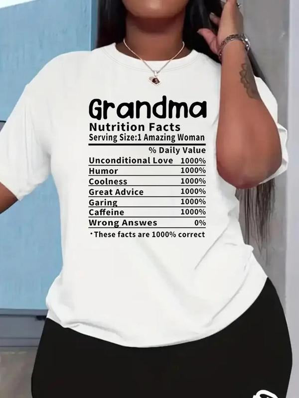 Women's Letter Print Round Neck Graphic Tee, Vintage Trendy Casual Short Sleeve T-shirt for Daily Wear, Ladies All Seasons Outfitstyle{n002}16