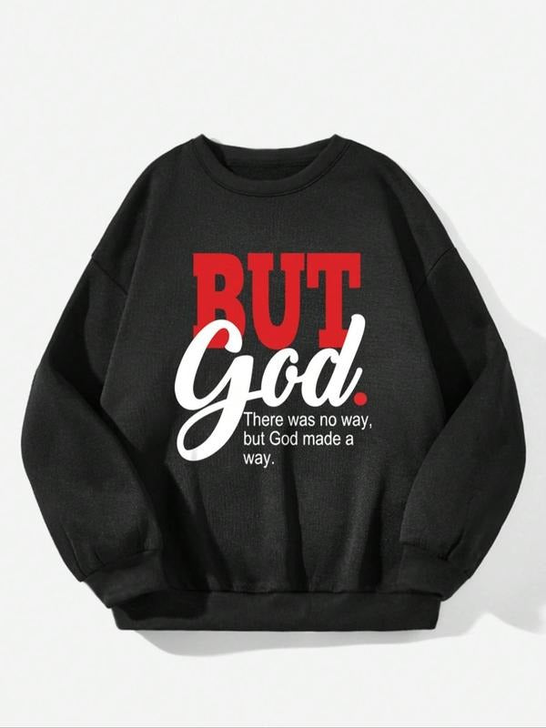 Women's Slogan Print Drop Shoulder Crewneck Graphic Sweatshirt, Trendy Street Casual Long-Sleeve Crew Neck Pullover For Daily Wear, Ladies Fall & Winter Clothes