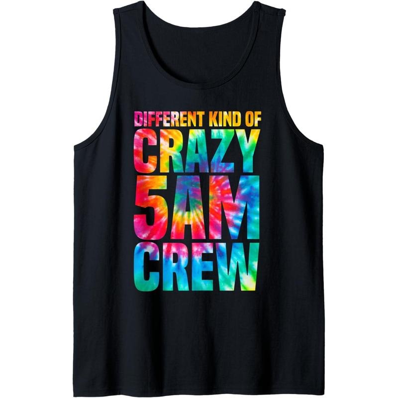 Workout Squad 5 AM Crew Funny Gym Saying Tie Dye Tank Top Made in USA