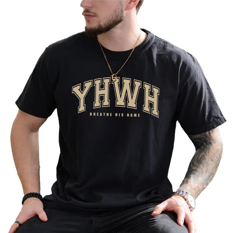 YHWH Breath His Name Tee, Varsity YHWH Shirt, Yahweh Shirt, Aesthetic Christian Tee, Jesus Apparel, Religious Outfit, Christian Believer Gift, Bible Verse Tee, Comfort Cotton Unhinged Tee, Casual Men's Tops, Oversized Menswear, Relaxed Fit Chic Style