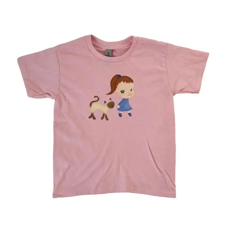 Yoshitomo Nara Girl and Cat Baby Tee, y2k clothing, Pinterest ,vintage, streetwear, trendy, 90s style baby tee, ahs stylestyle{n002}2