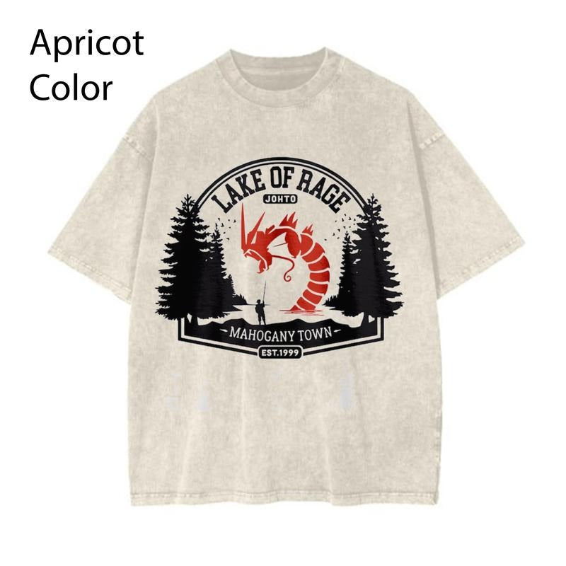 Yujiro Hanma Vintage Graphic Tee, Gyarados Lake of Rage Shirt, PKM Shirt, Anime Funny Shirt, Vintage Tee Streetwear Shortsleeve Printed Womenswear