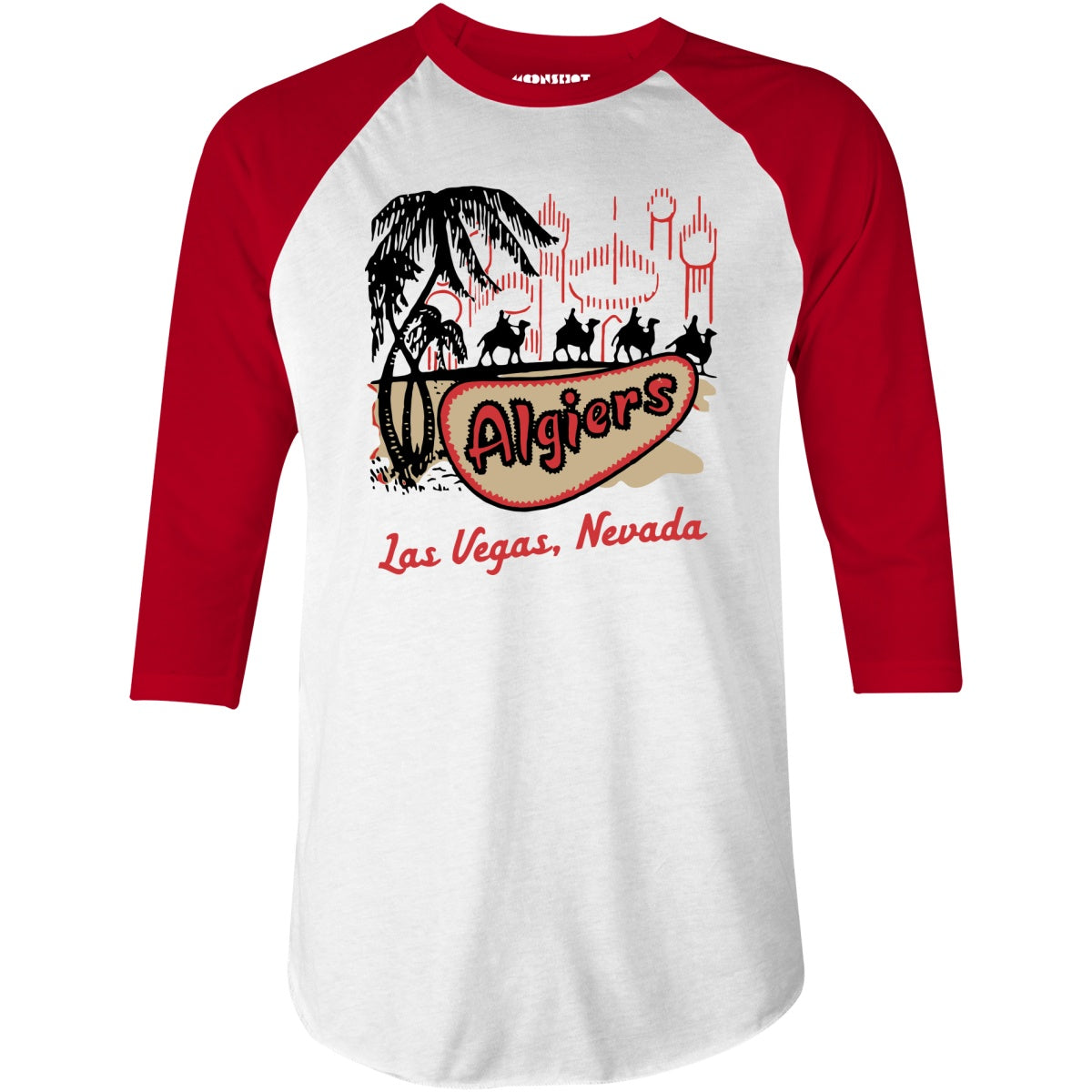 Algiers Hotel v2 - Vintage Las Vegas - 3/4 Sleeve Raglan T-Shirt