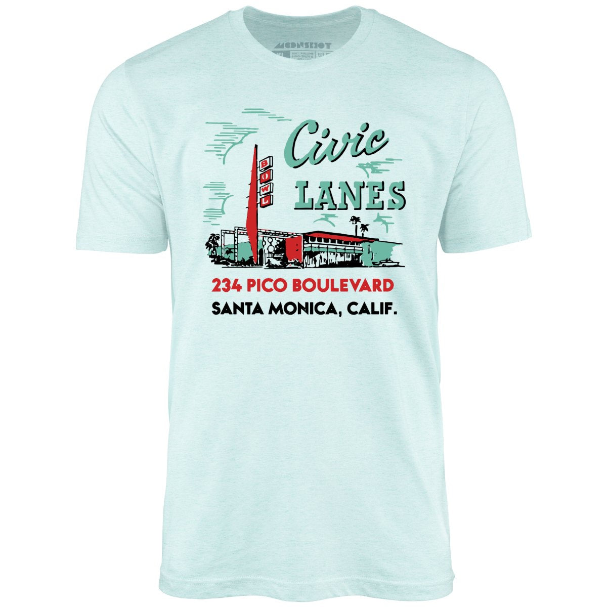Civic Lanes - Santa Monica, CA - Vintage Bowling Alley - Unisex T-Shirt