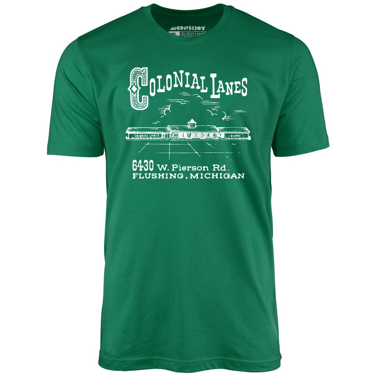 Colonial Lanes - Flushing, MI - Vintage Bowling Alley - Unisex T-Shirt