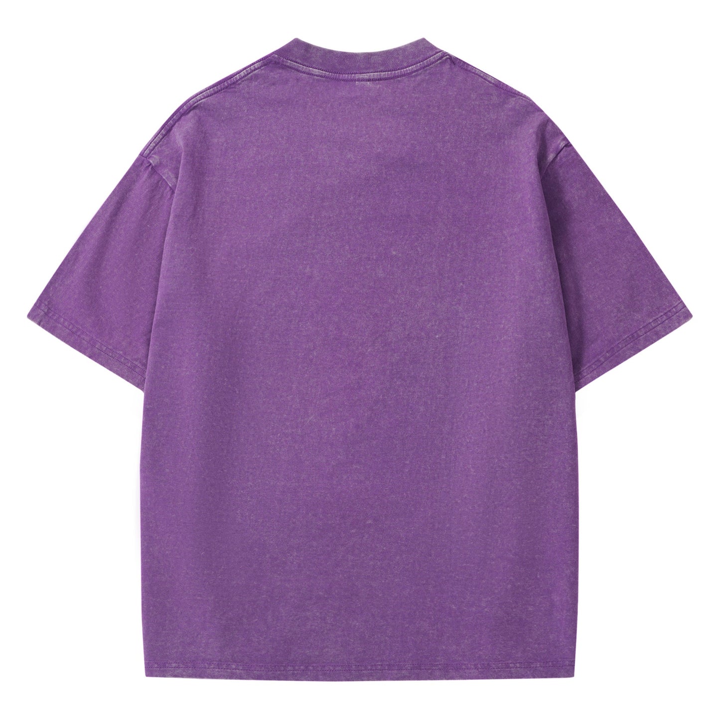 Hawaiian Tee For Men Crew Neck 100% Cotton Vintage Washed T-Shirt - Purple