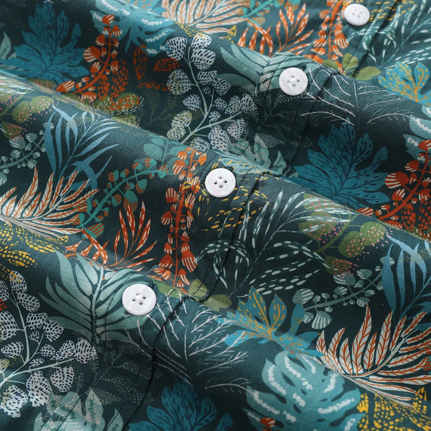 1930s Green Hawaiian Shirt For Men Tropical Emerald Leaves Aloha Shirt Short Sleeve Button Down Shirt