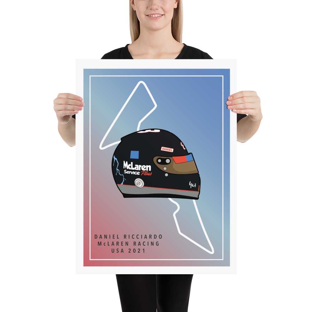 Daniel Ricciardo - Mclaren Racing - USA 2021 - Earnhardt Tribute Helmet Poster