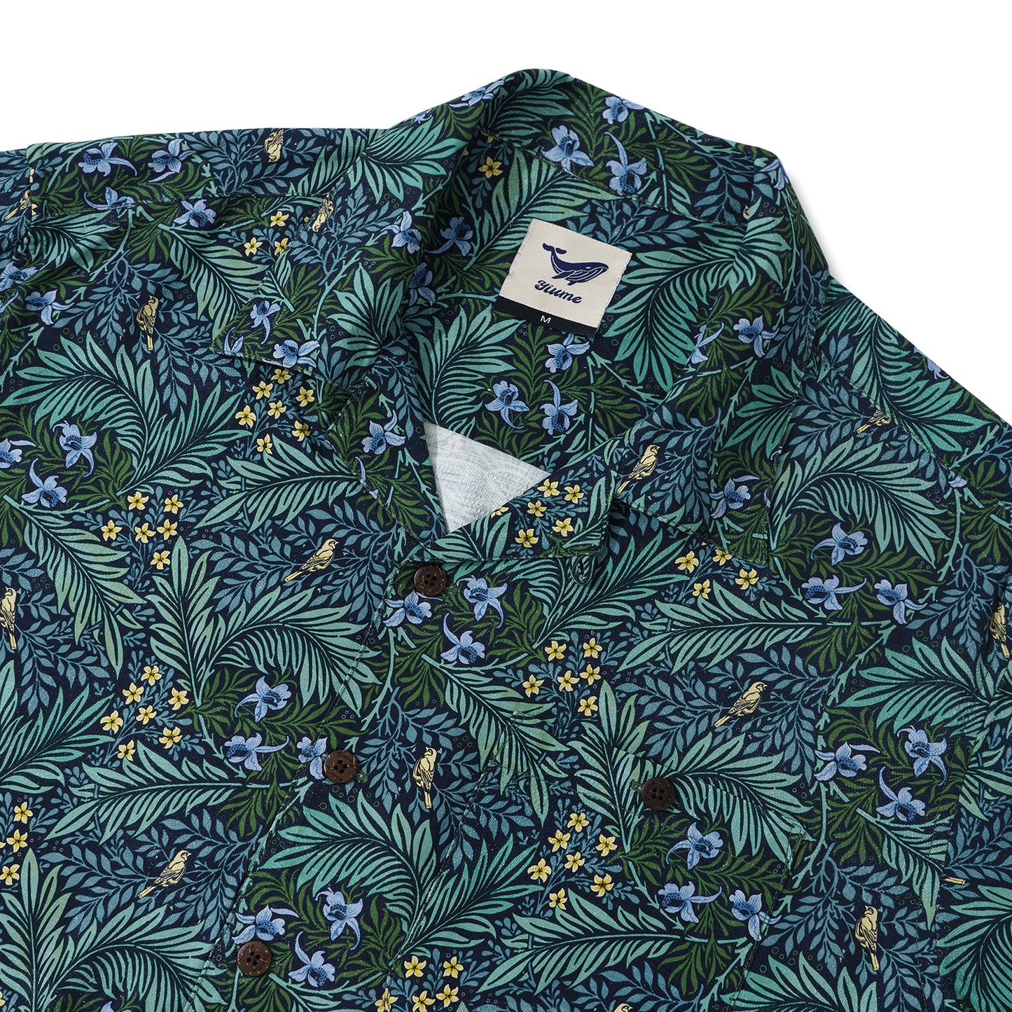 100% Silk Hawaiian Shirt For Men Foreat Mist Shirt Camp Collar - Silk Forest Mist (silk)