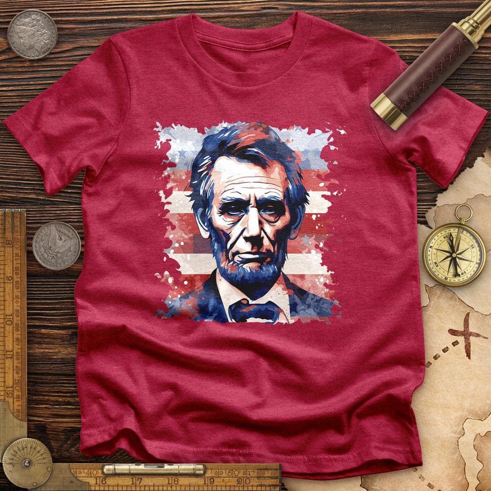 Abe Lincoln American Flag Art Premium Quality Tee