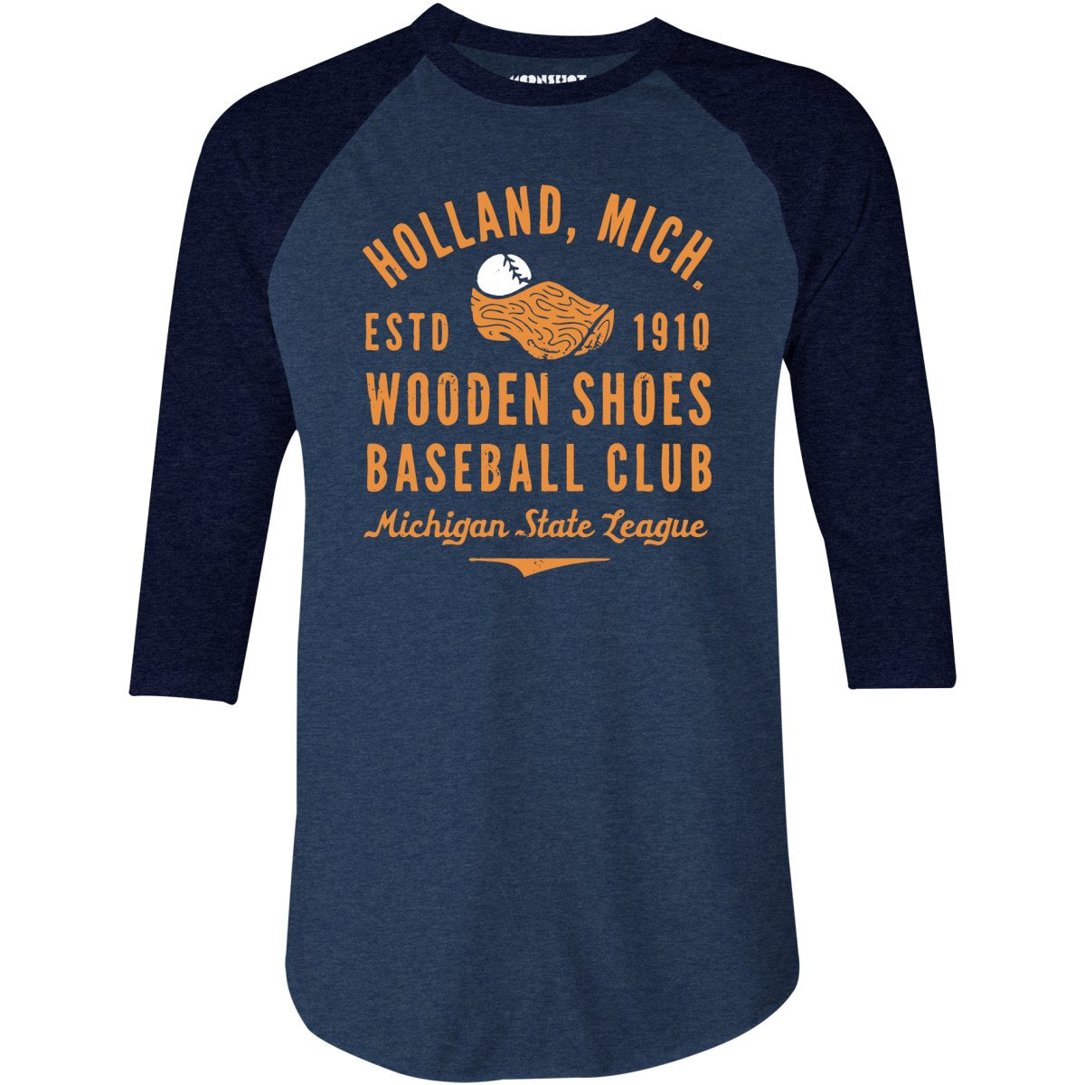 Holland Wooden Shoes - Michigan - Vintage Defunct Baseball Teams - 3/4 Sleeve Raglan T-Shirt