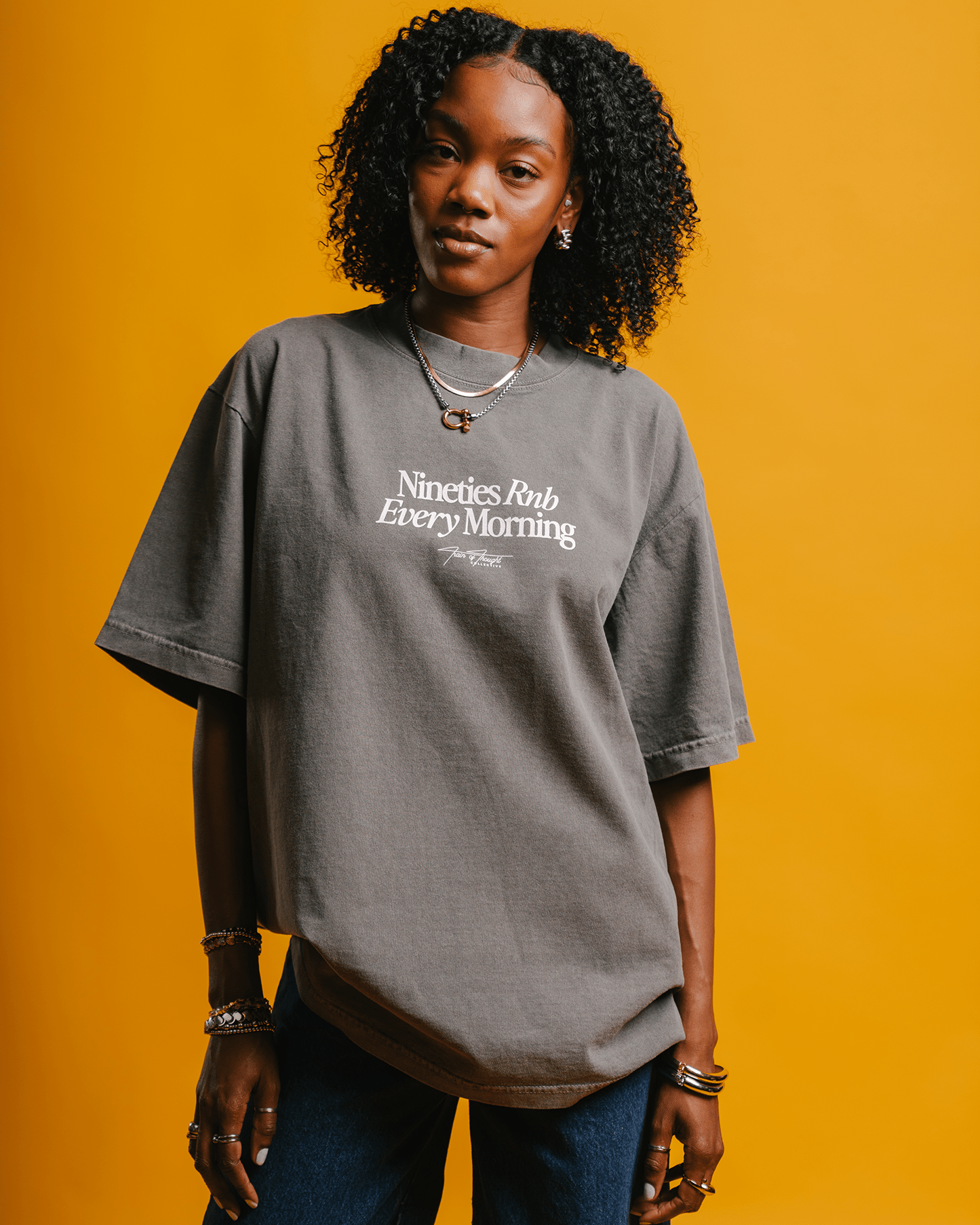 Nineties Rnb Every Morning V2 Oversized Cement Tee