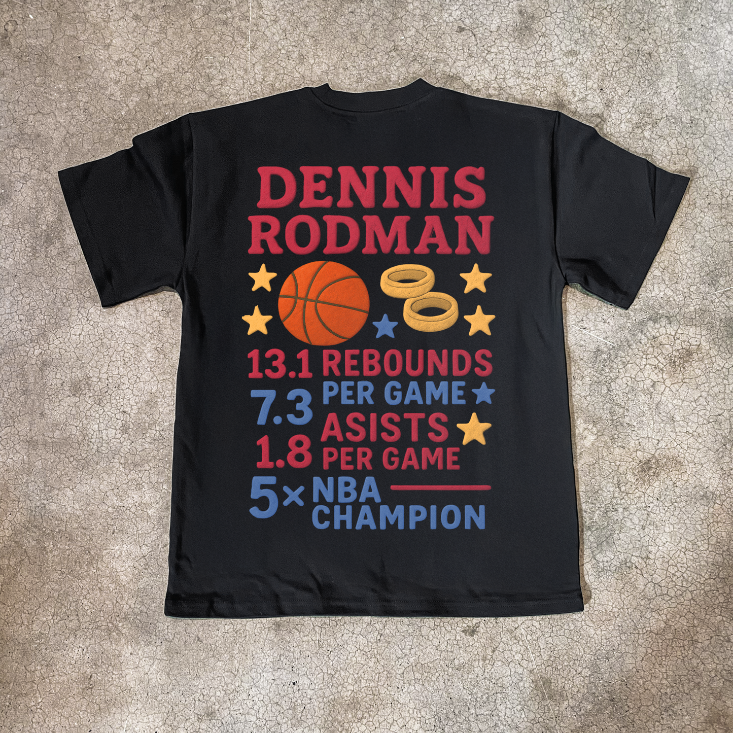 CLAY RODMAN HEAVYWEIGHT BLACK T-SHIRT