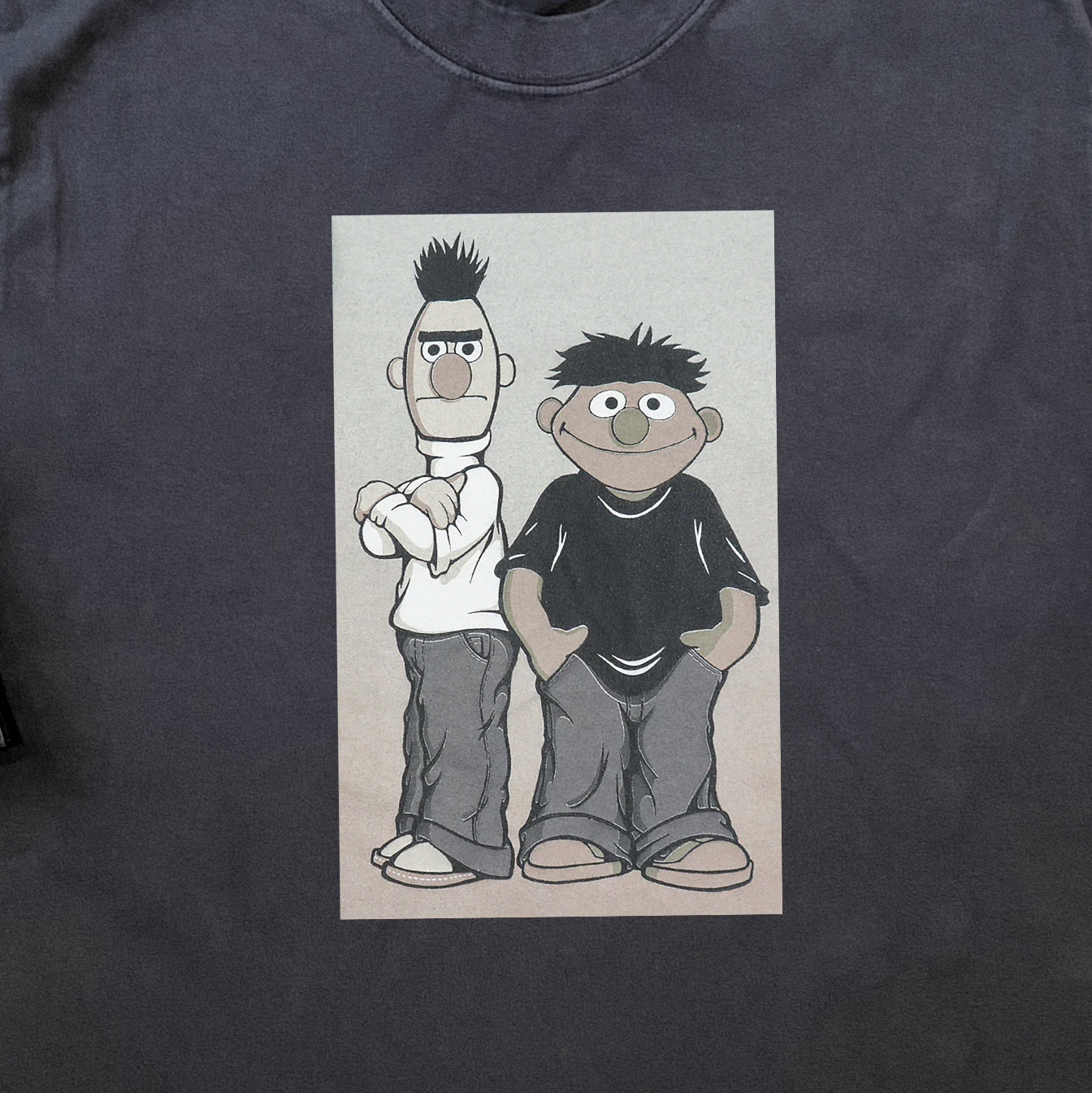 1990s BERT AND ERNIE VINTAGE JIM HENSON MUPPETS HEAVYWEIGHT BLACK T-SHIRT