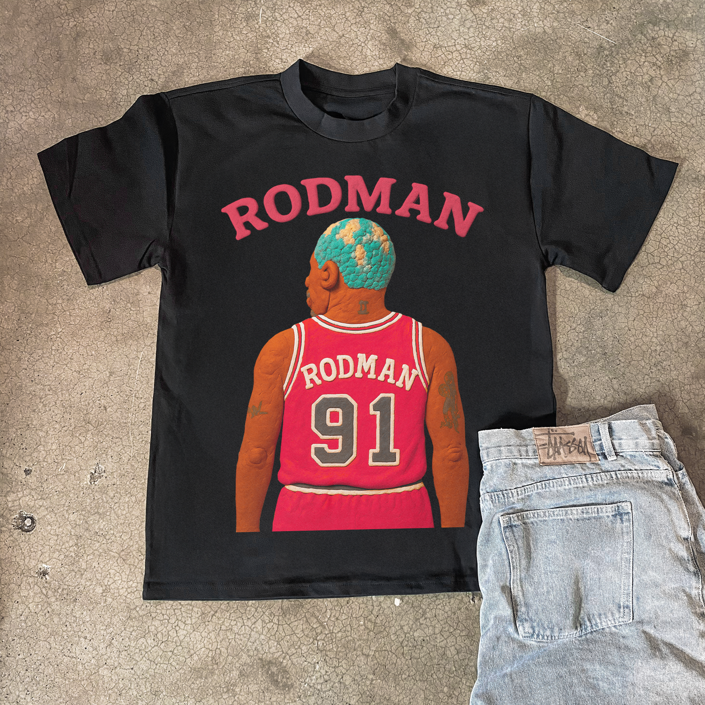 CLAY RODMAN HEAVYWEIGHT BLACK T-SHIRT