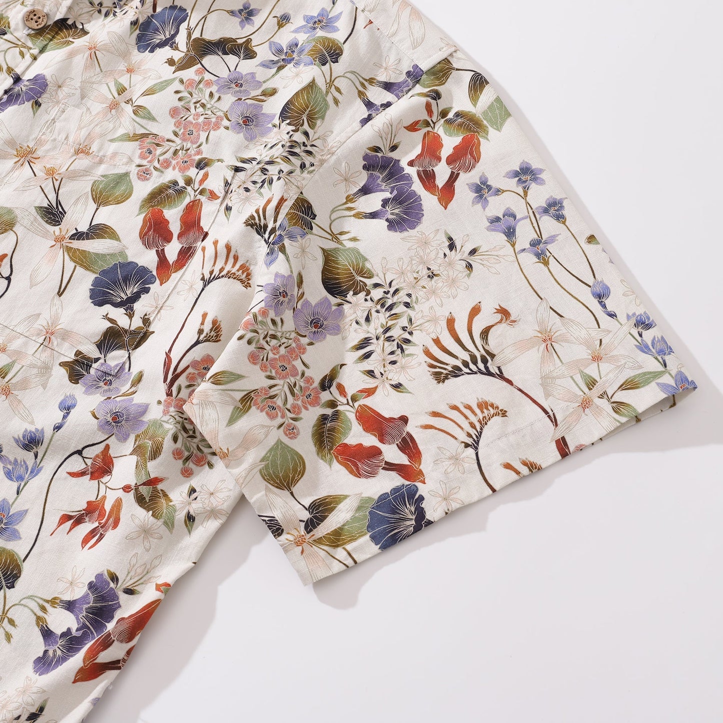 1930s Hawaiian Shirt For Men Wildflowers Print Cotton Short Sleeve Aloha Shirt Australian Wildflower By Eloise