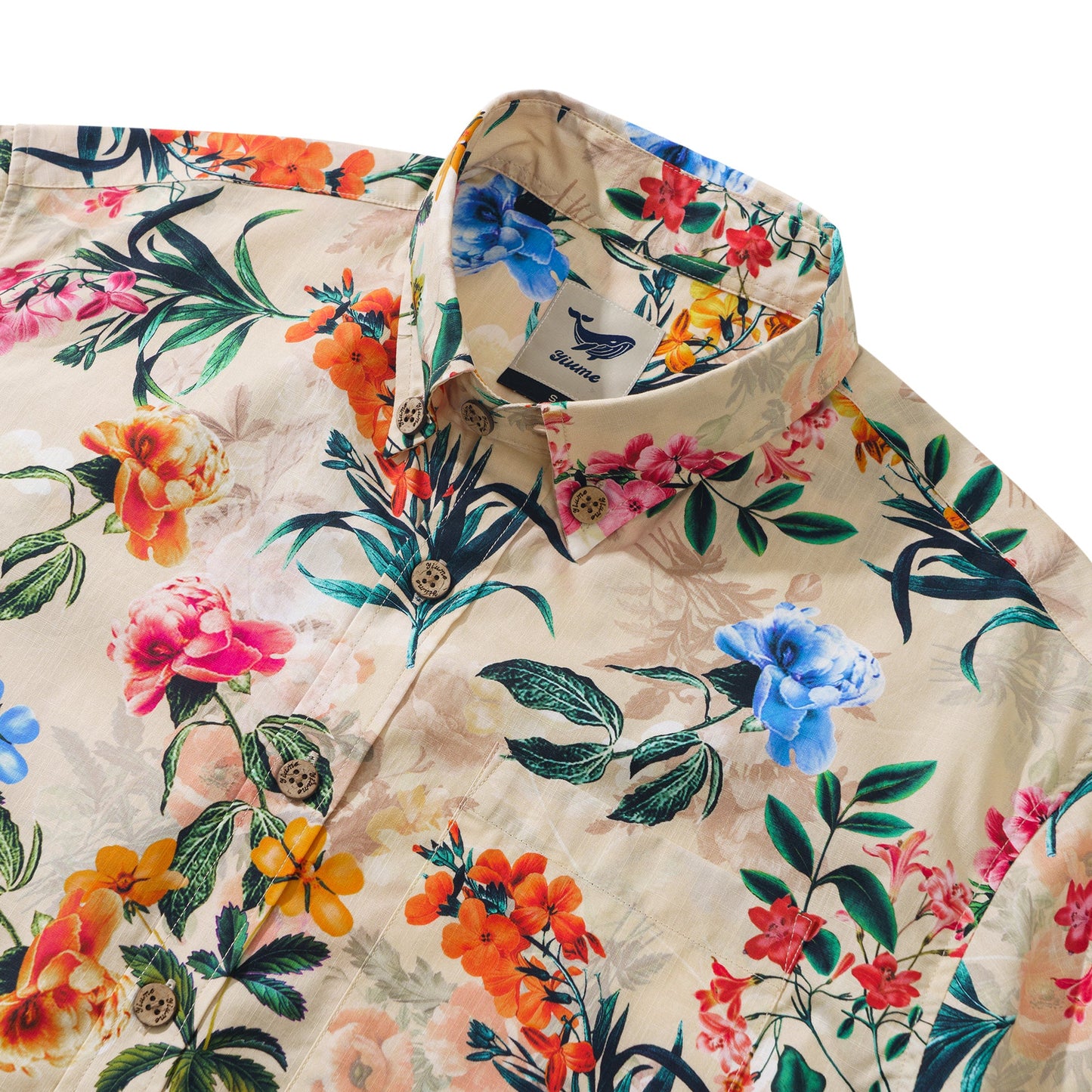 1930s Floral Hawaiian Shirt Mens 100% CottonShort Sleeve Button-down Aloha Shirt Floral Radiance
