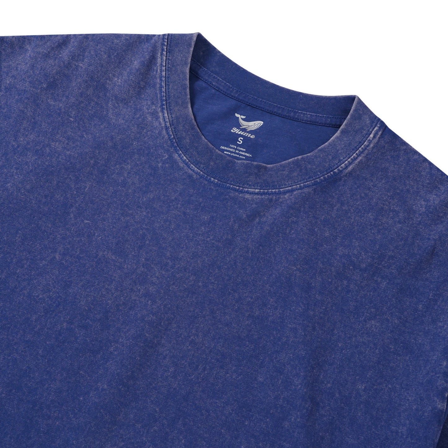 Hawaiian Tee For Men Crew Neck 100% Cotton Vintage Washed T-Shirt - Blue