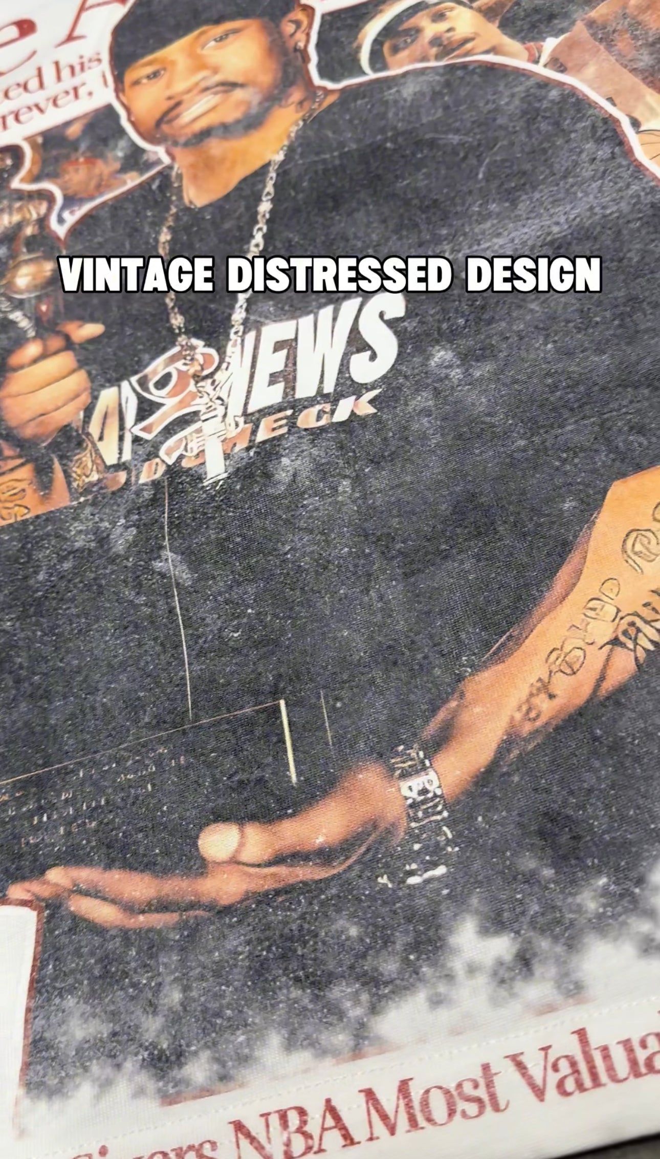 Allen Iverson Newspaper Flyer Boxy Vintage Shirt