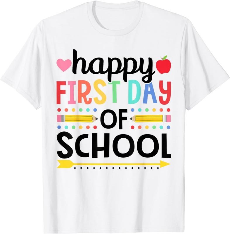 [100% Cotton] Happy First Day Of School Teachers Students Back To School T-Shirt