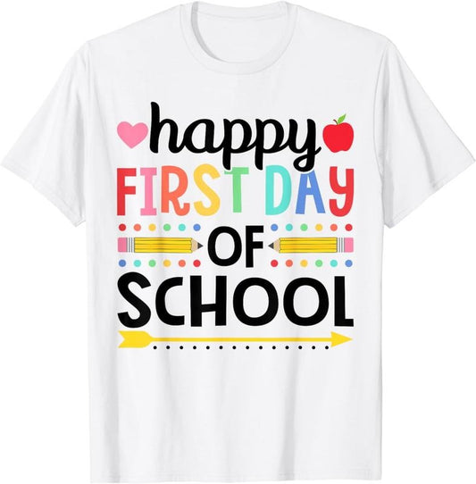 [100% Cotton] Happy First Day Of School Teachers Students Back To School T-Shirt