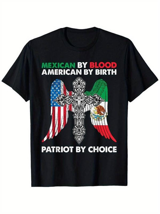 [100% Cotton] Lightweight Design, Patriotic Mexican-American Heritage T-Shirt