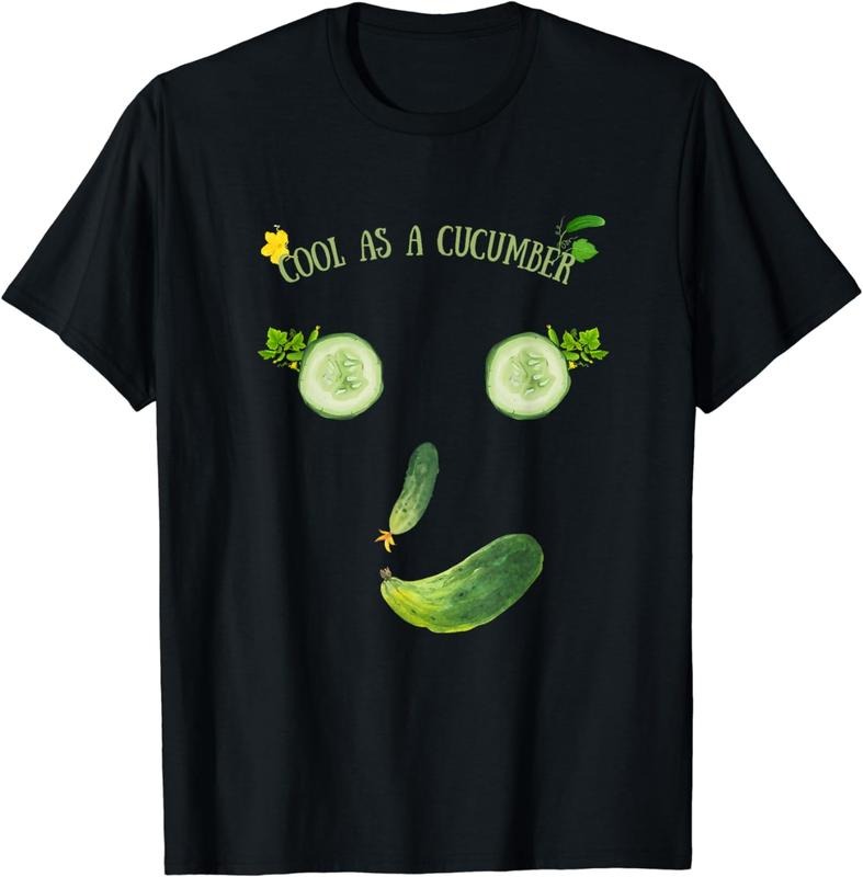 [100% Cotton] Organic Cucumber Cool As A Cucumber Smile Face Gift Funny T-Shirt