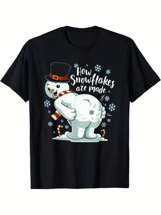 [100% Cotton] arting Snowman Make Snowflakes Christmas Winter Gift T-Shirt