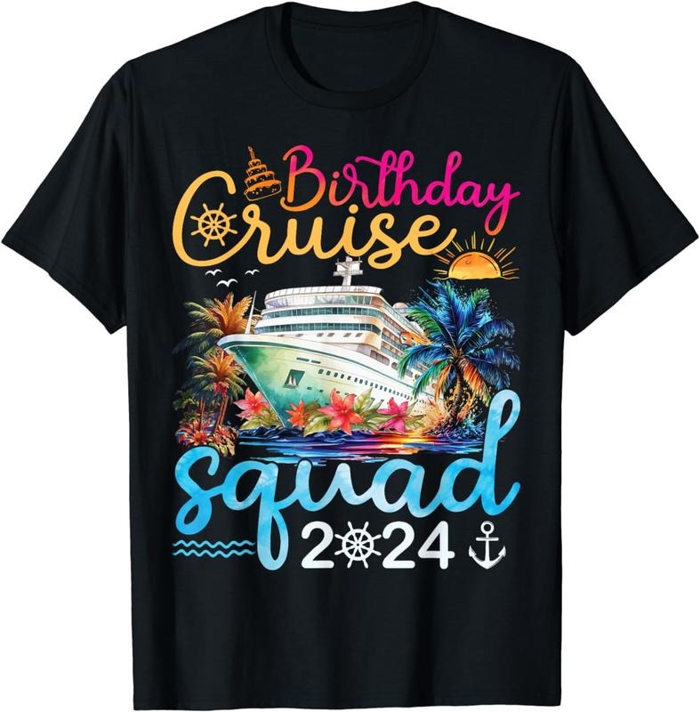 [100% Cotton]Birthday Cruise Squad 2024 Cruise Birthday Party Vacation T-Shirt