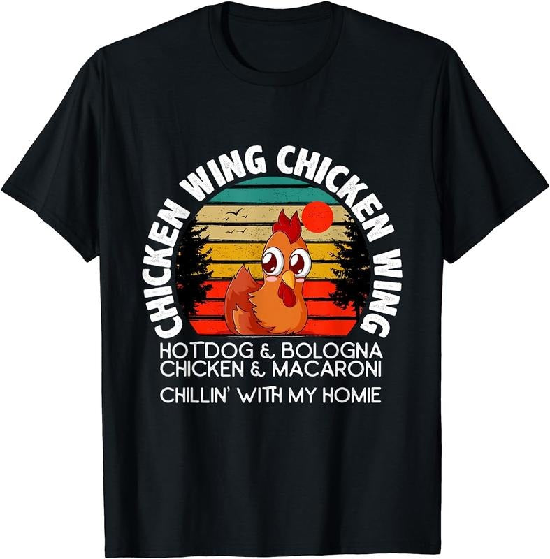 [100% Cotton]Chicken Wing Chicken Wing Hot Dog Bologna Macaroni T-Shirt